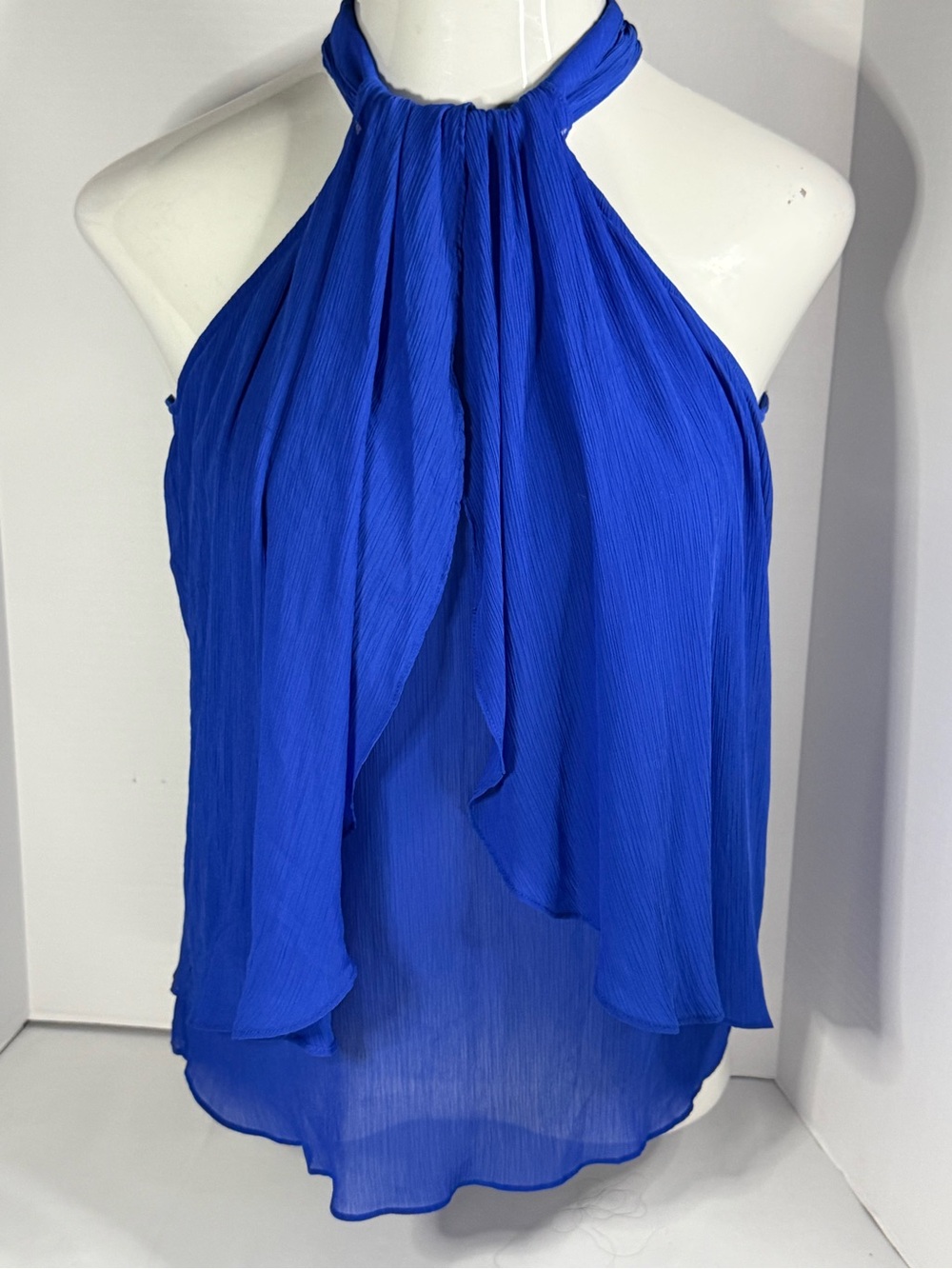 Sleeveless Halter Blouse in Cobalt Blue